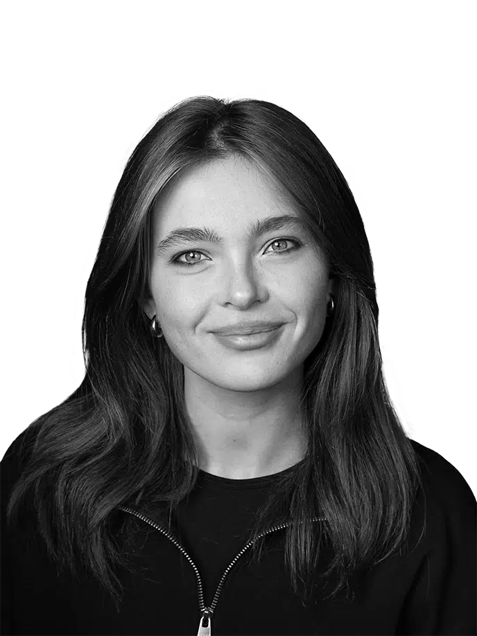 Schwarz-Weiß-Porträt von Anastasiia Grytskiv.